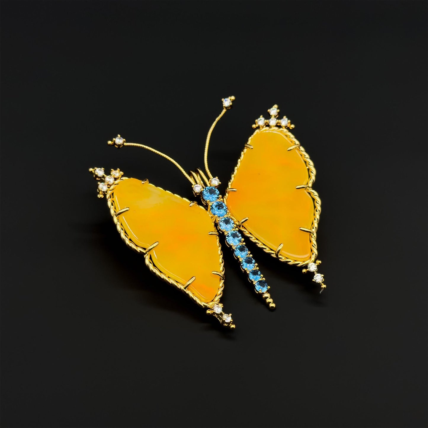 French Vintage Rhinestone Butterfly Brooch Copper Gift-Ready Statement Pin