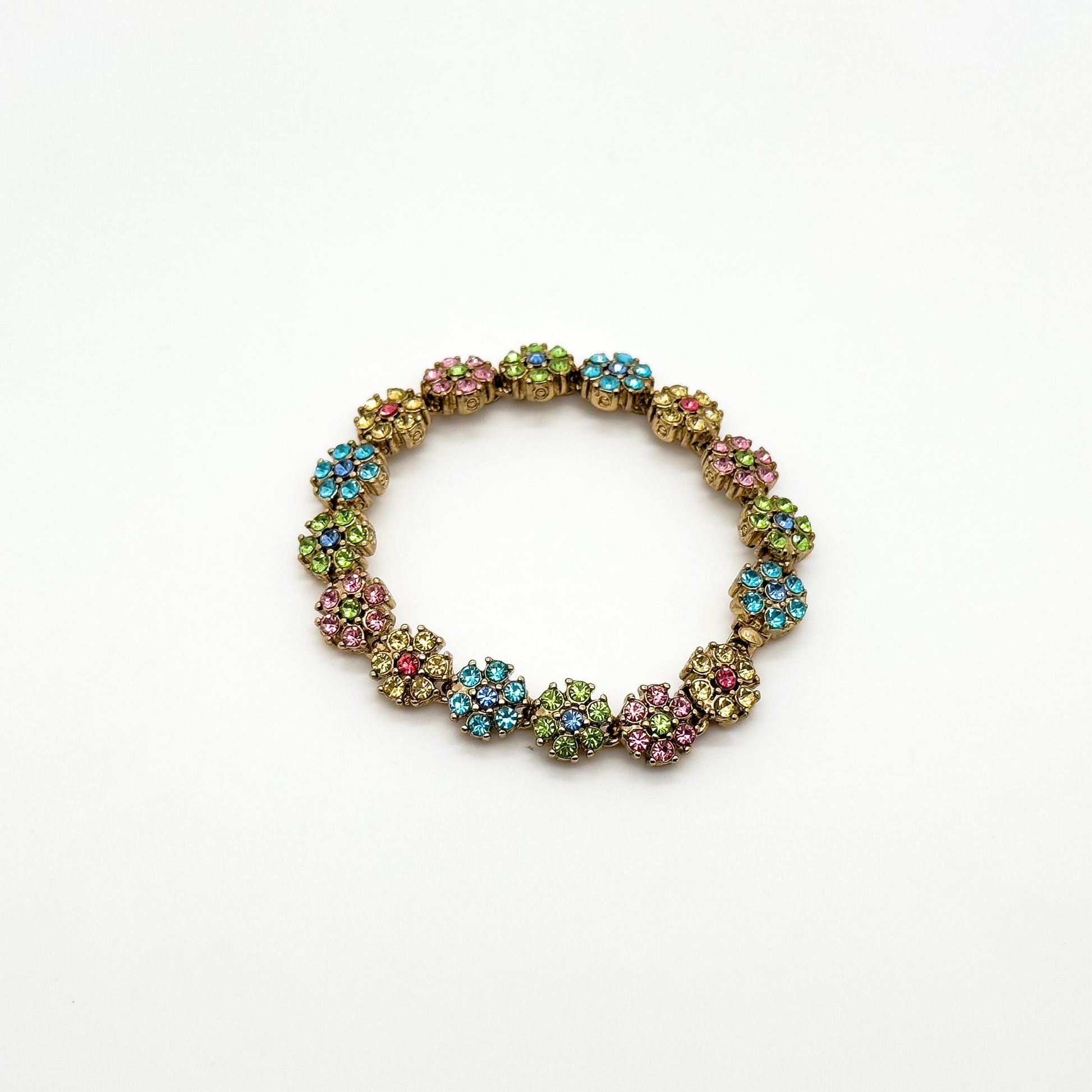 French Vintage Colourful Flower Necklace and Bracelet Set