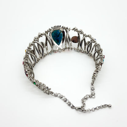 Vintage Art Deco Rhinestone Statement Choker Necklace with Stones