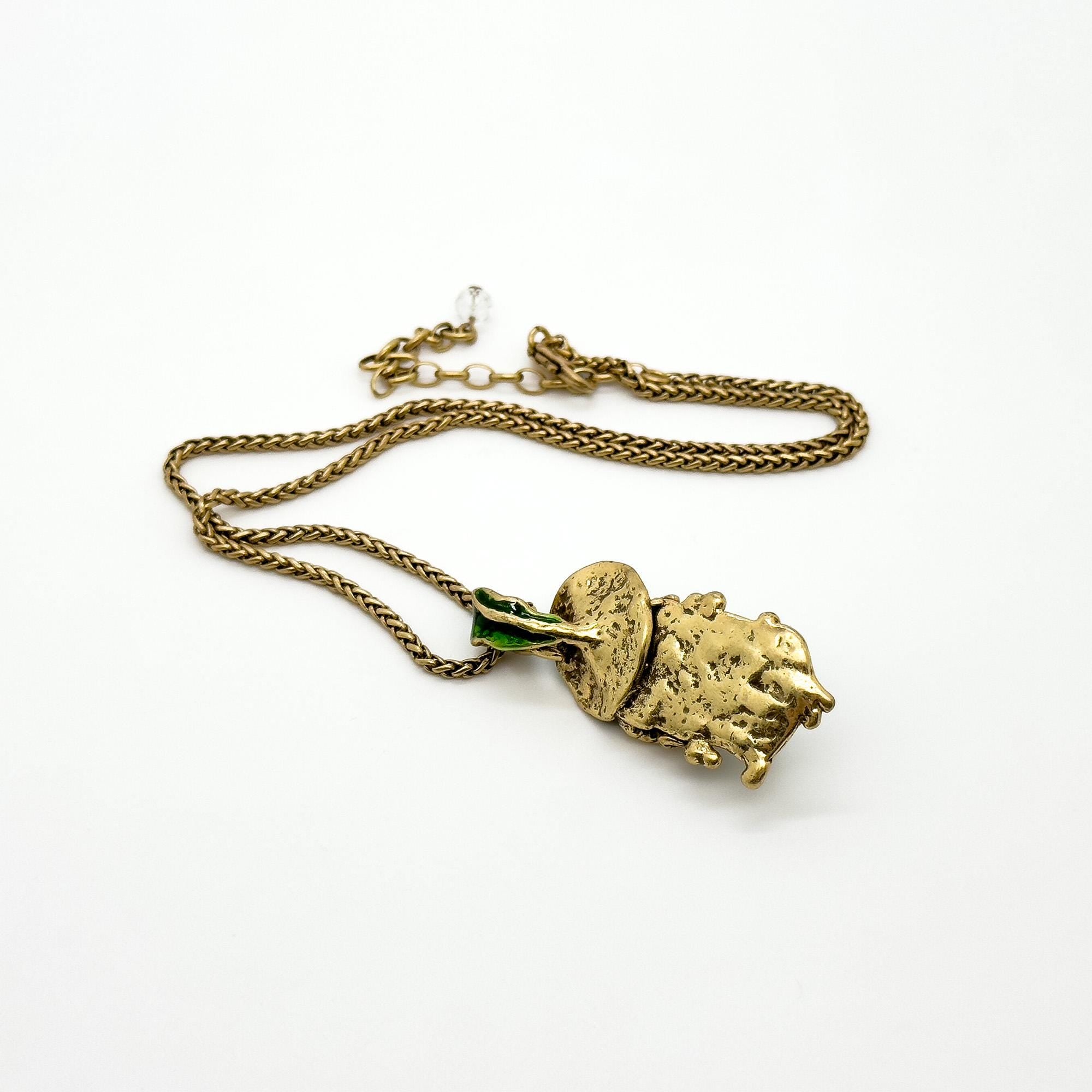 Art Deco Frog Pendant Necklace – Copper Glass Ethnic Jewellery