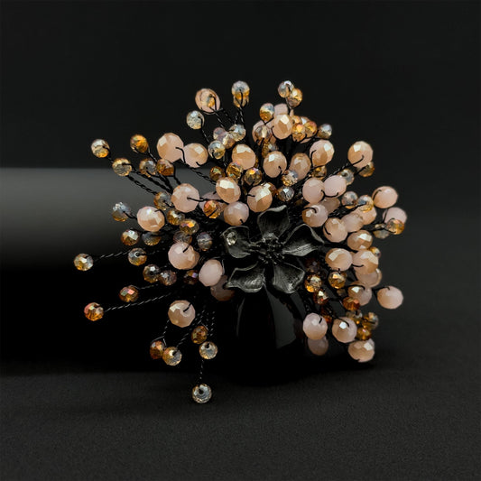 Vintage Crystal Handmade Bouquet Brooch, Floral Statement Pin Gift