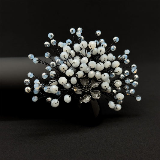 Elegant Vintage Crystal Handmade Flower Bouquet Brooch Pin for Parties