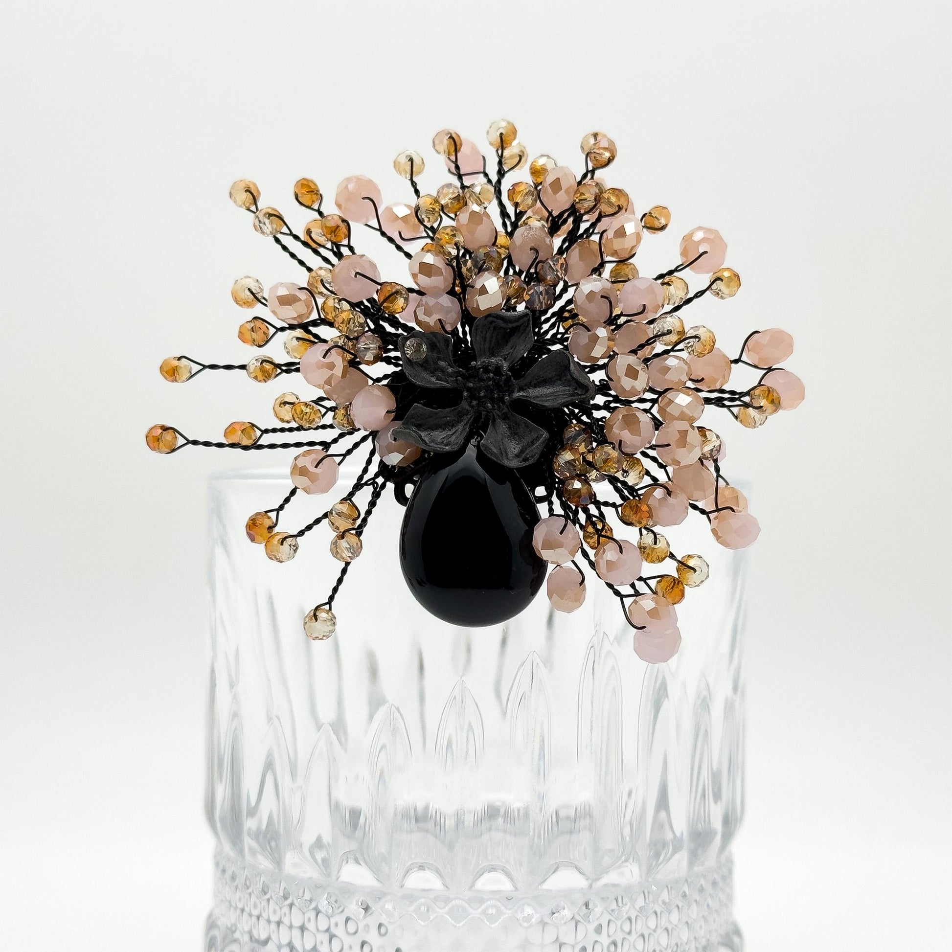 Elegant Vintage Crystal Handmade Flower Bouquet Brooch Pin for Parties