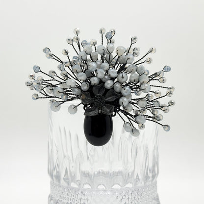 Elegant Vintage Crystal Handmade Flower Bouquet Brooch Pin for Parties