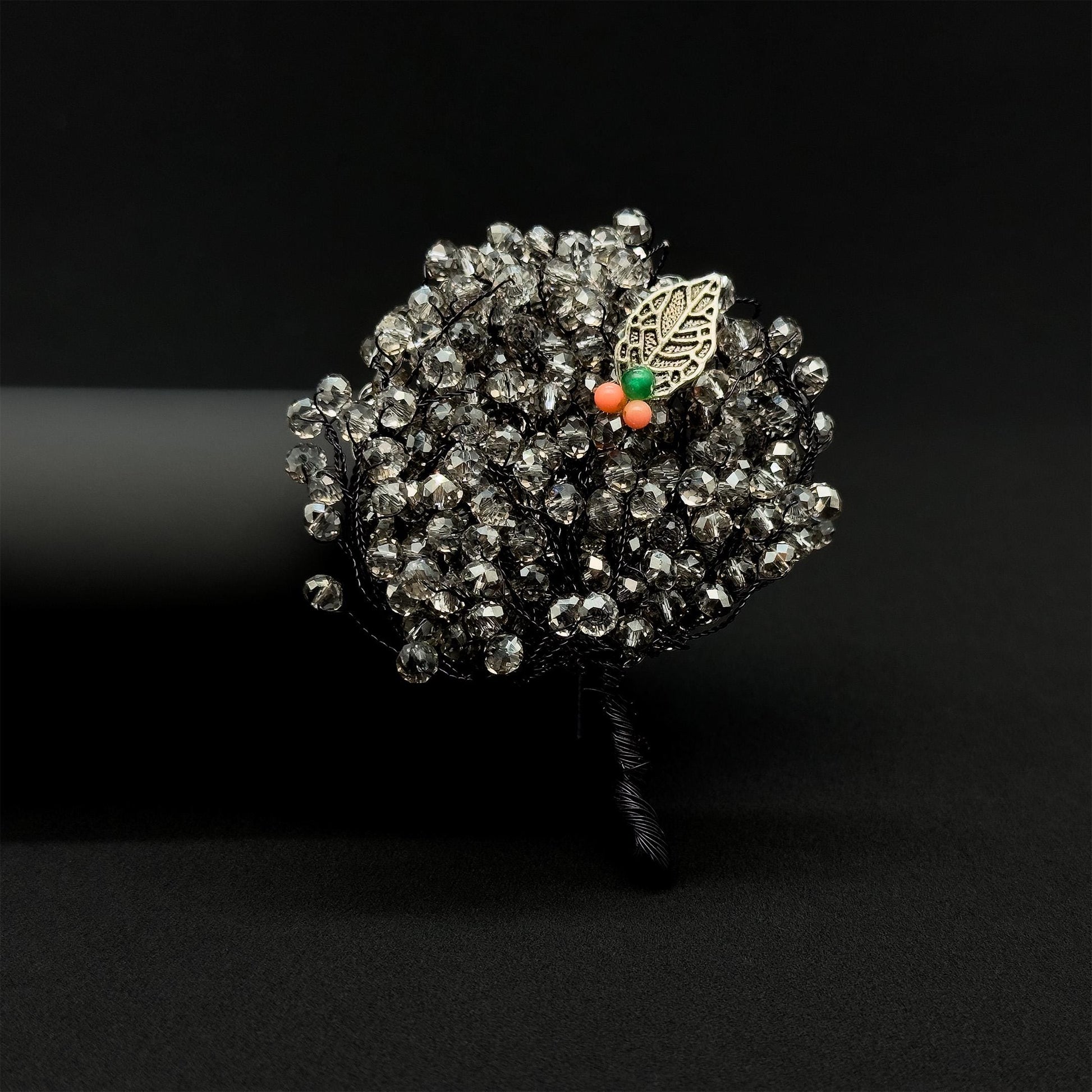 Vintage Handmade Tree Brooch Copper Bead Embellished Pastoral Brooch