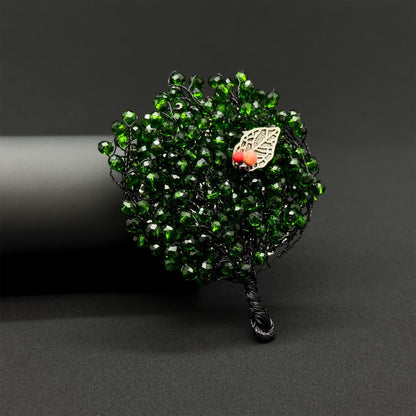 Vintage Handmade Tree Brooch Copper Bead Embellished Pastoral Brooch