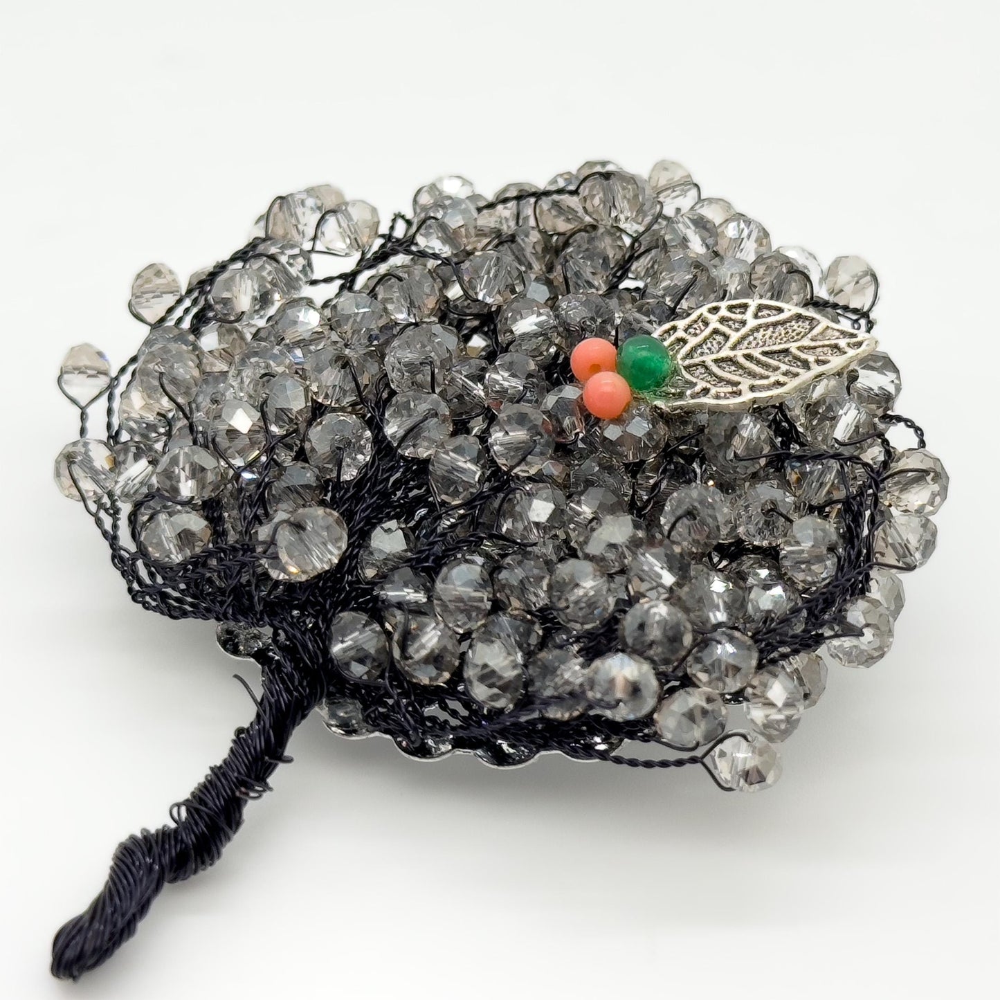 Vintage Handmade Tree Brooch Copper Bead Embellished Pastoral Brooch