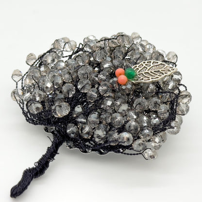 Vintage Handmade Tree Brooch Copper Bead Embellished Pastoral Brooch