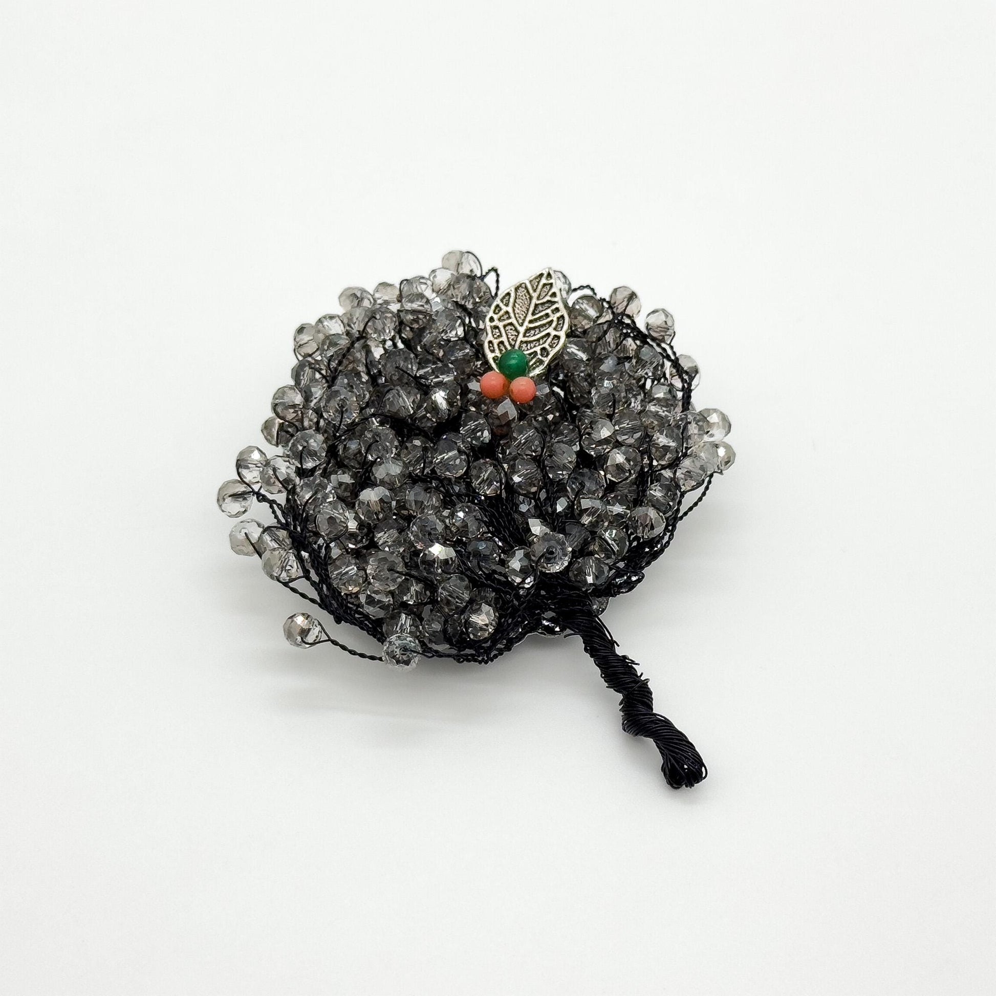 Vintage Handmade Tree Brooch Copper Bead Embellished Pastoral Brooch