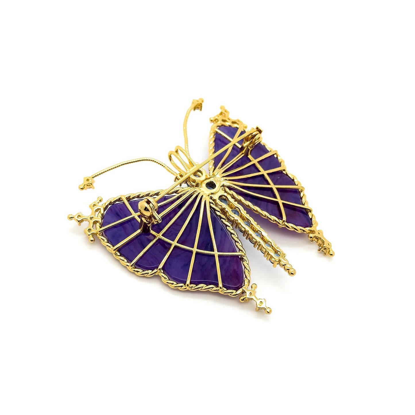 French Vintage Rhinestone Butterfly Brooch Copper Gift-Ready Statement Pin