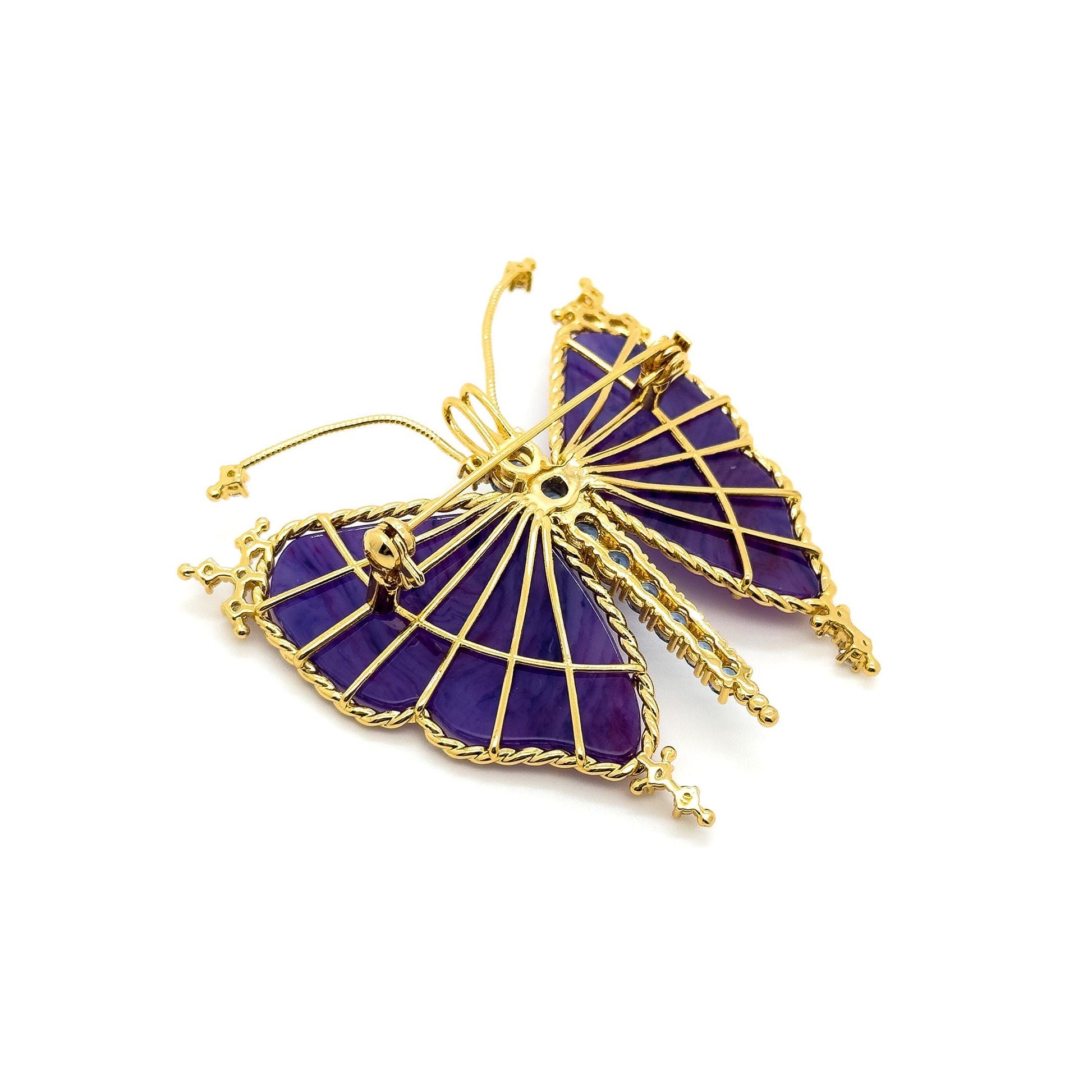 French Vintage Rhinestone Butterfly Brooch Copper Gift-Ready Statement Pin