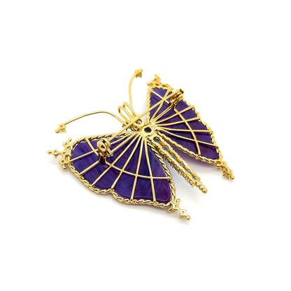 French Vintage Rhinestone Butterfly Brooch Copper Gift-Ready Statement Pin