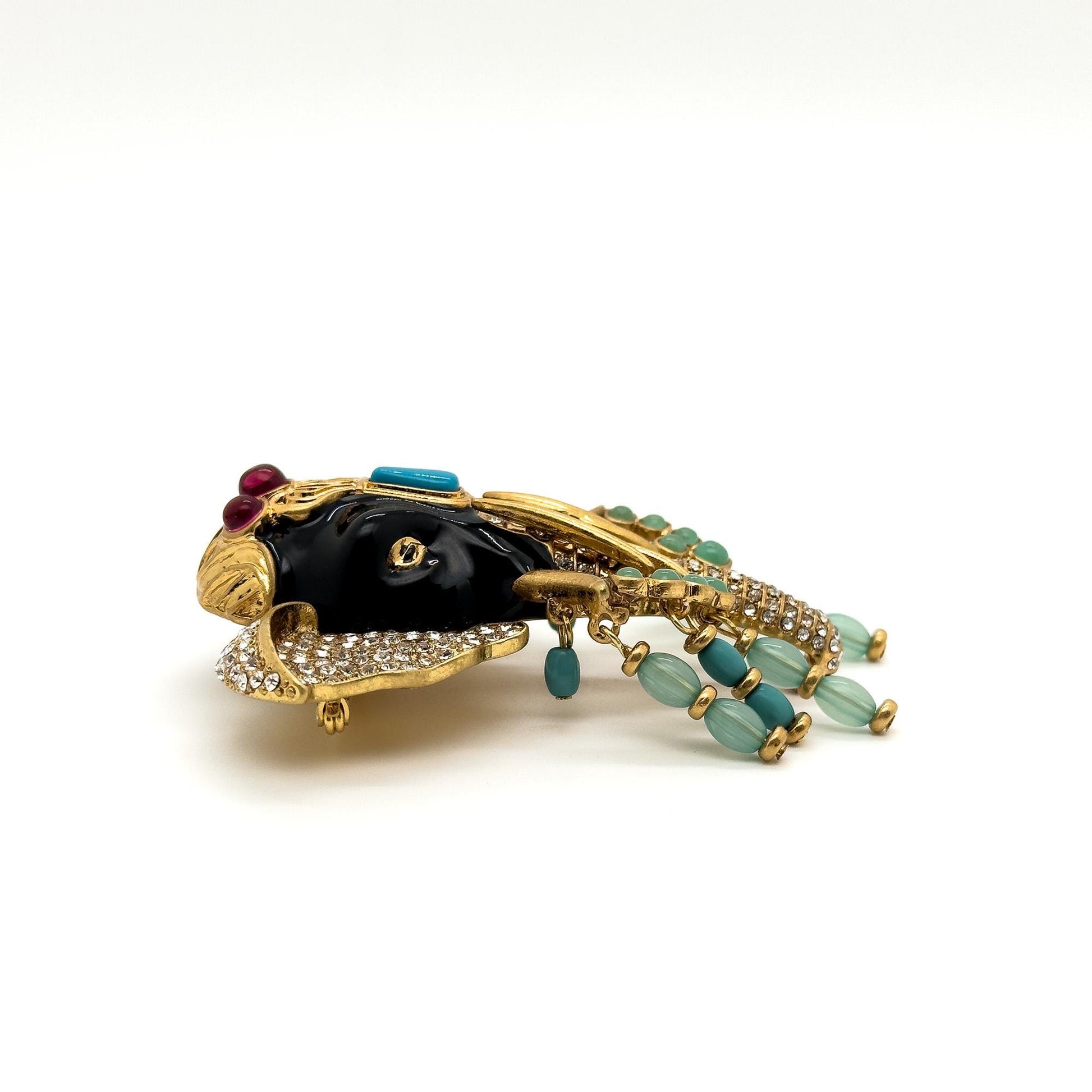 Art Deco Elephant Statement Brooch – Rhinestone Enamel Vintage Tribal