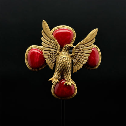 Vintage Art Deco Eagle Statement Brooch Resin and Copper