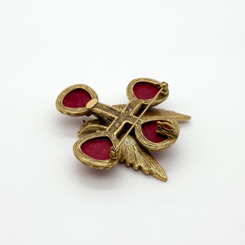 Vintage Art Deco Eagle Statement Brooch Resin and Copper