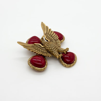 Vintage Art Deco Eagle Statement Brooch Resin and Copper