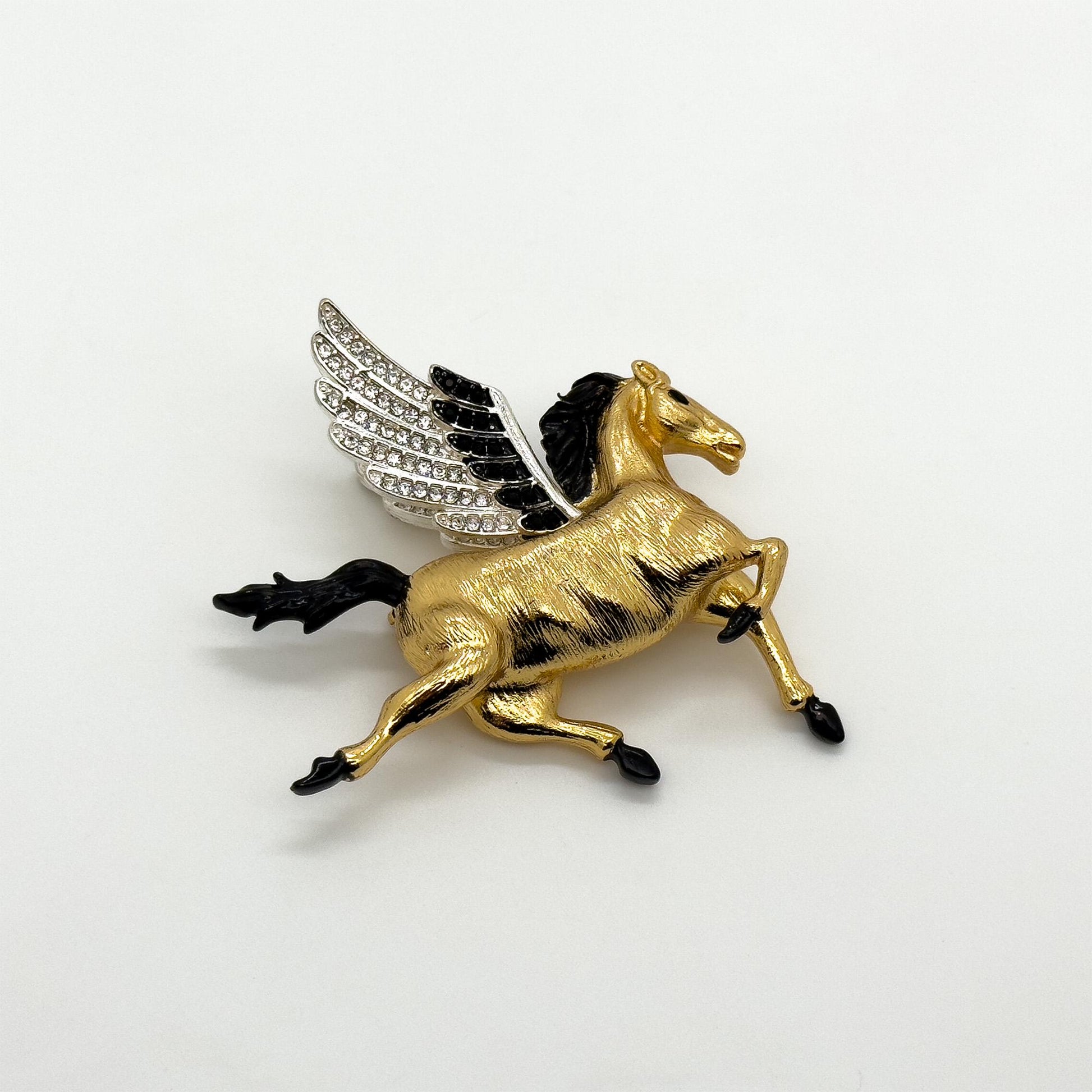 Art Deco 3D Horse Rhinestone Enamel Brooch Statement Pin Gift