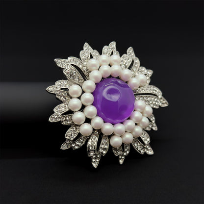 French Vintage Sunflower Brooch and Earrings Jewellery Gift Set