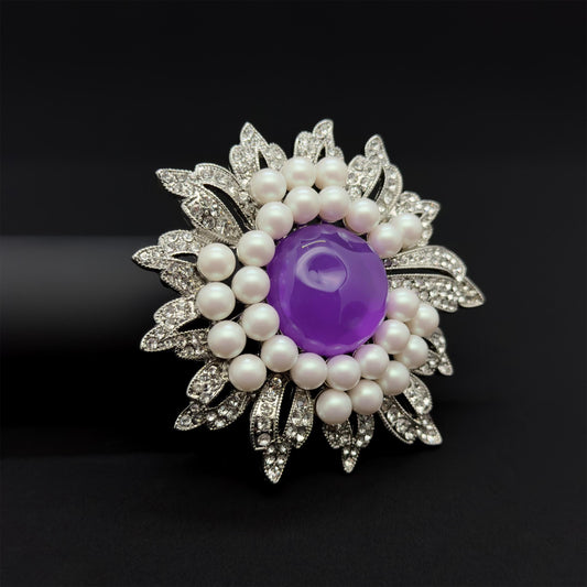 French Vintage Sunflower Brooch and Earrings Jewellery Gift Set