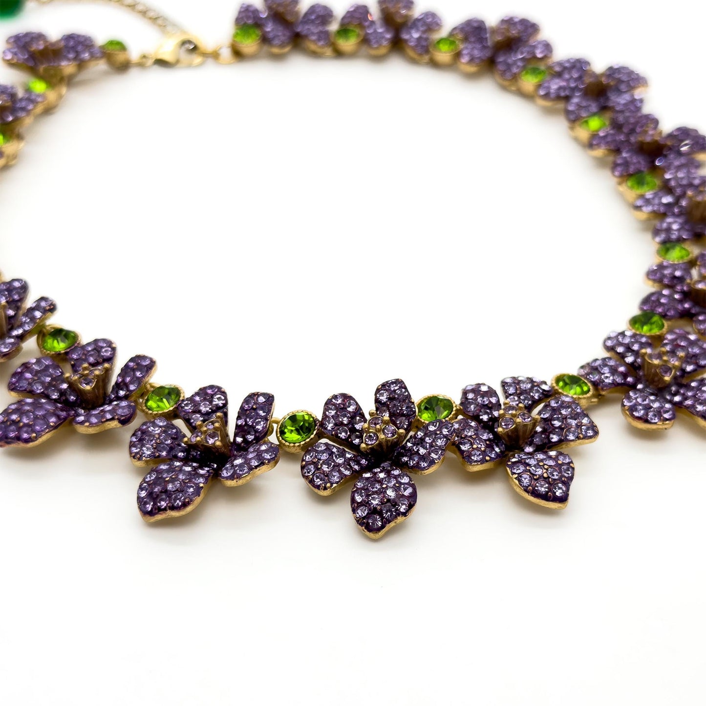 French Vintage Purple Flower Necklace and Earrings Set Pastoral