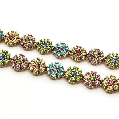 French Vintage Colourful Flower Necklace and Bracelet Set