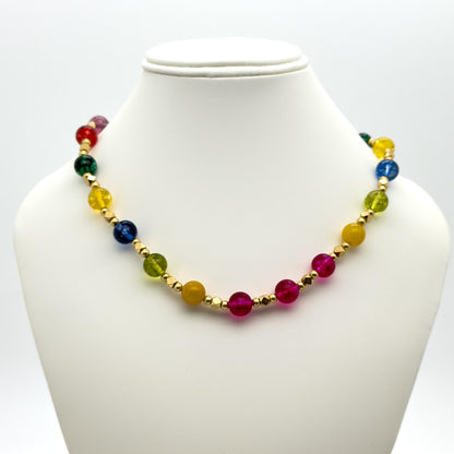 Vintage Colourful Glass Beaded Ethnic Boho Necklace 58cm Length