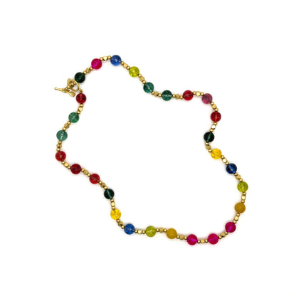 Vintage Colourful Glass Beaded Ethnic Boho Necklace 58cm Length