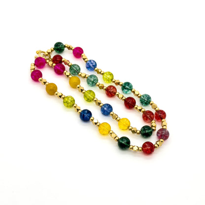 Vintage Colourful Glass Beaded Ethnic Boho Necklace 58cm Length