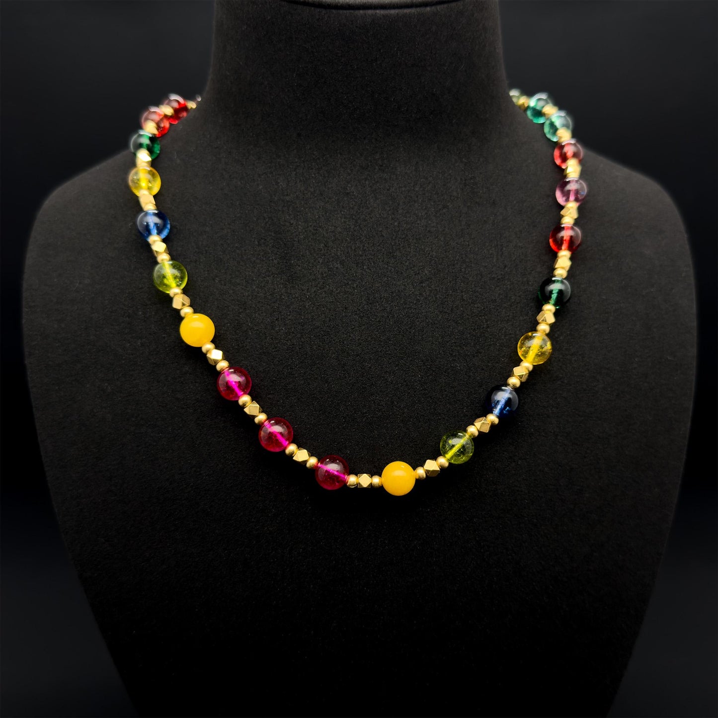 Vintage Colourful Glass Beaded Ethnic Boho Necklace 58cm Length