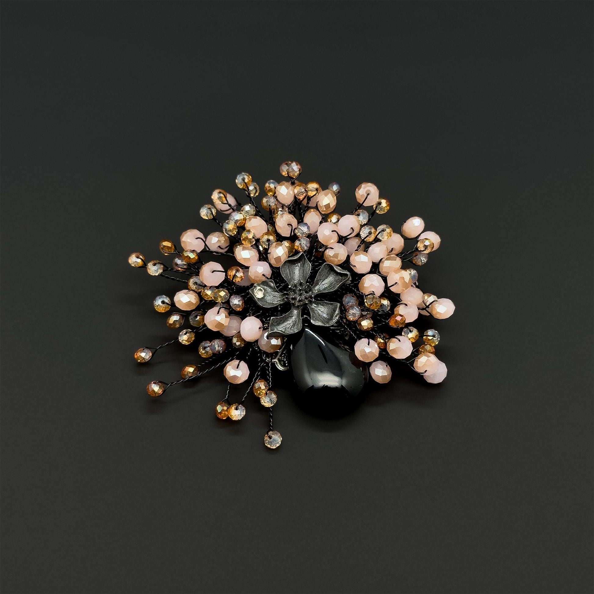 Elegant Vintage Crystal Handmade Flower Bouquet Brooch Pin for Parties