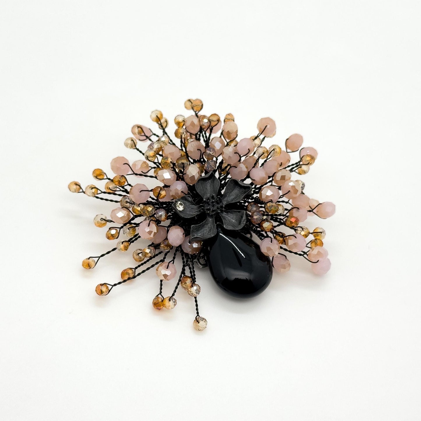 Elegant Vintage Crystal Handmade Flower Bouquet Brooch Pin for Parties