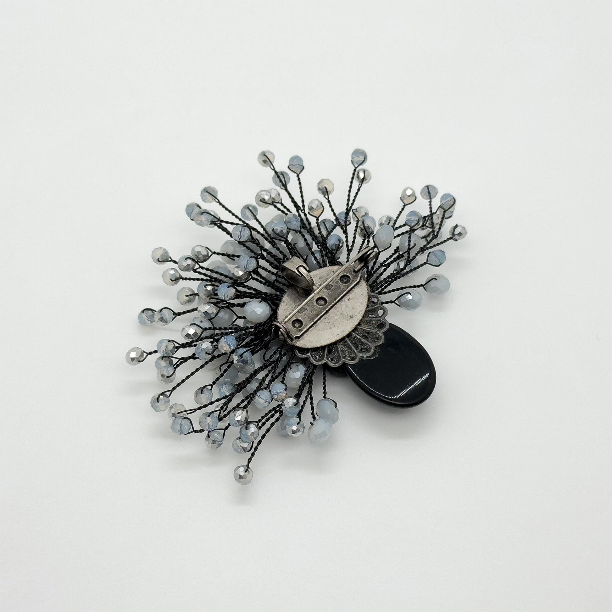 Vintage Crystal Handmade Bouquet Brooch, Floral Statement Pin Gift