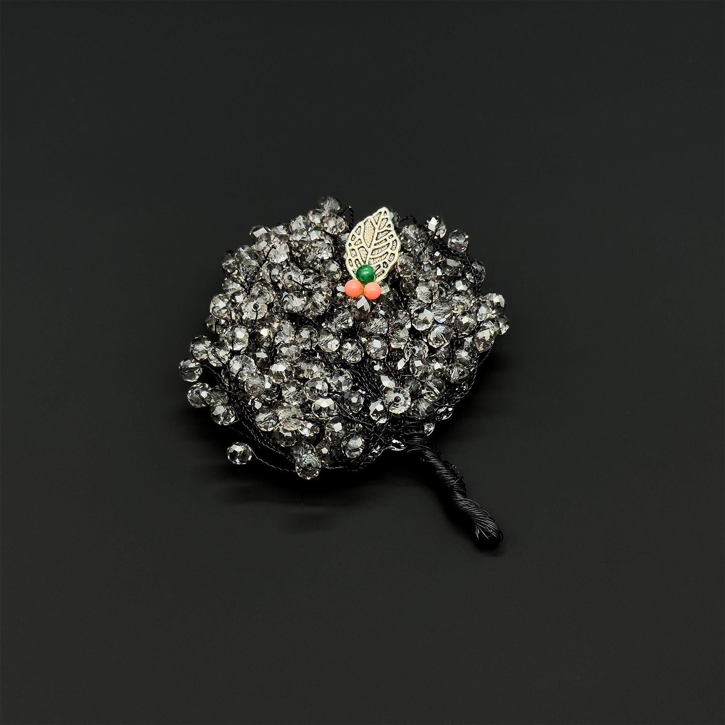 Vintage Handmade Tree Brooch Copper Bead Embellished Pastoral Brooch