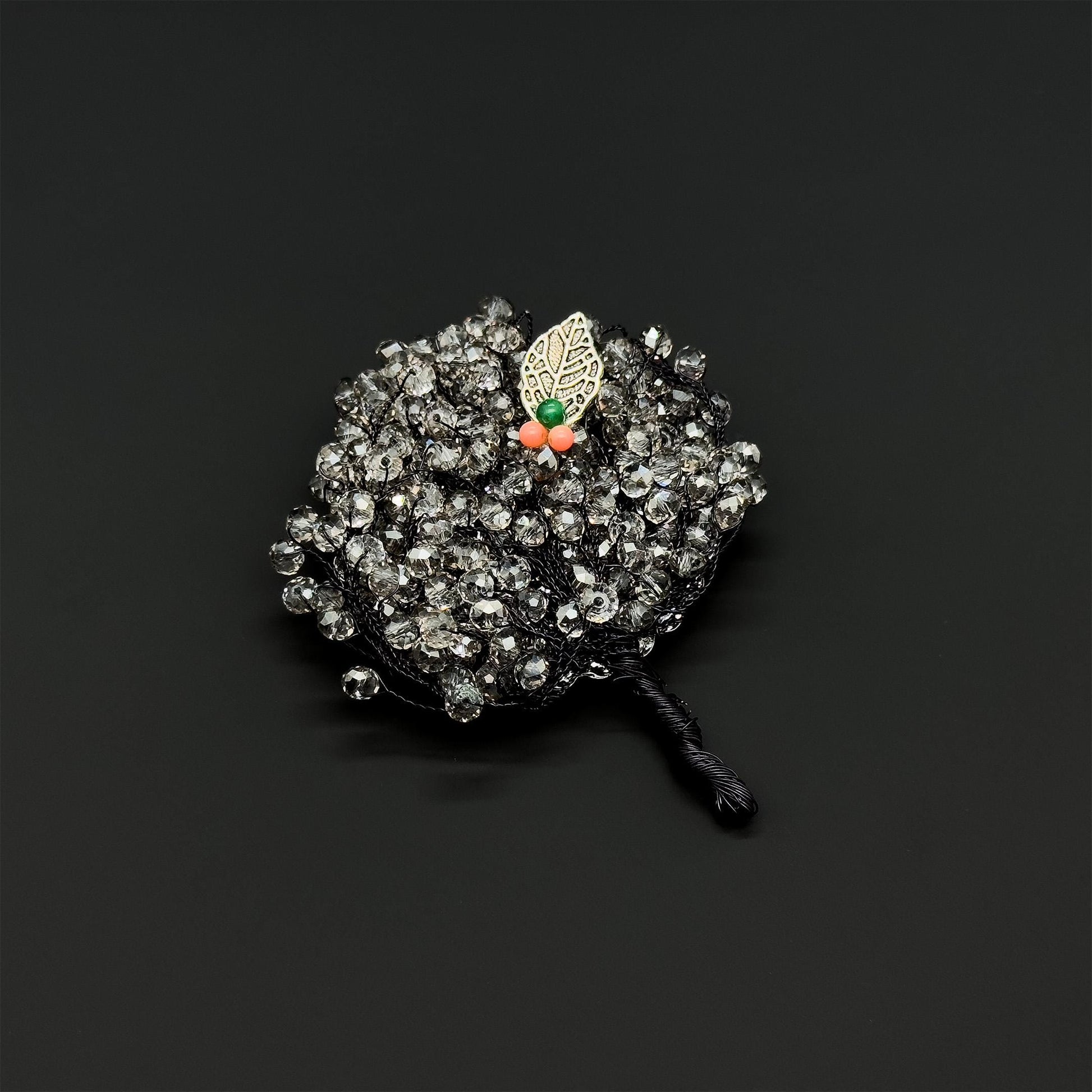 Vintage Handmade Tree Brooch Copper Bead Embellished Pastoral Brooch