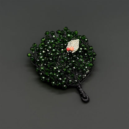 Vintage Handmade Tree Brooch Copper Bead Embellished Pastoral Brooch