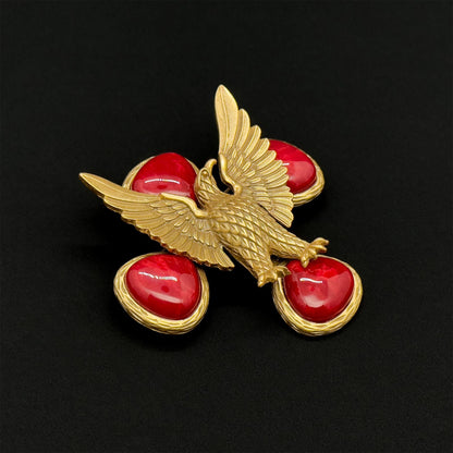 Vintage Art Deco Eagle Statement Brooch Resin and Copper