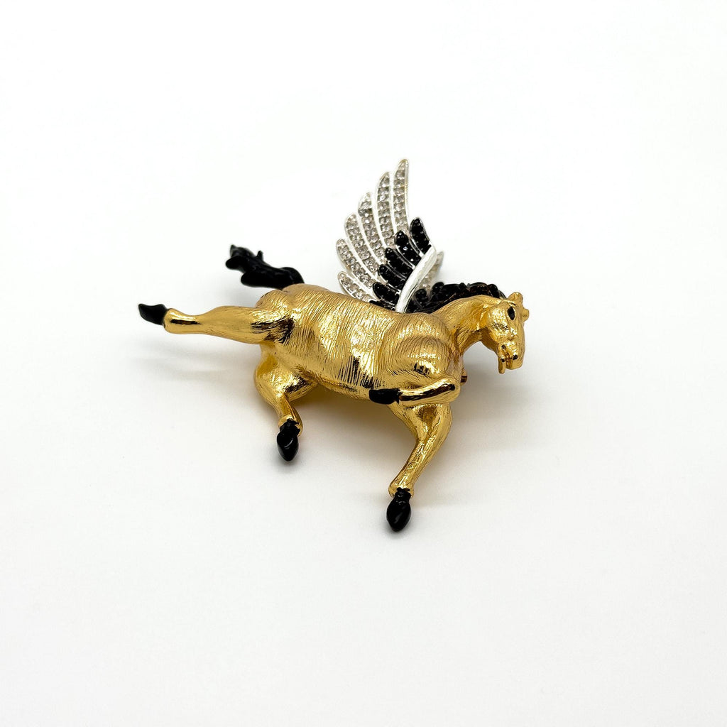 Art Deco 3D Horse Rhinestone Enamel Brooch Statement Pin Gift