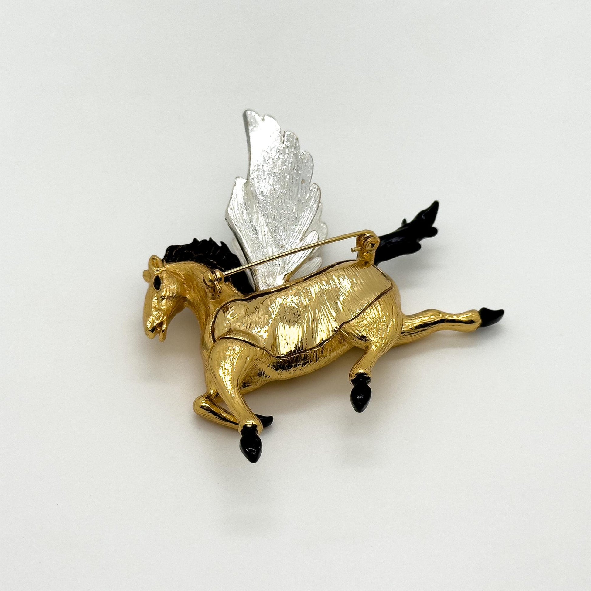 Art Deco 3D Horse Rhinestone Enamel Brooch Statement Pin Gift