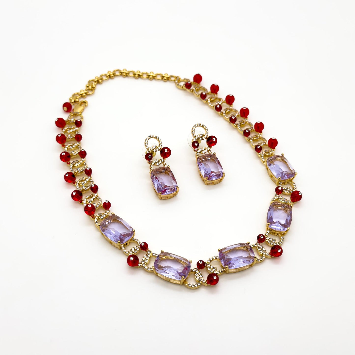 French Vintage Art Deco Necklace and Earrings Bridal Jewellery Set