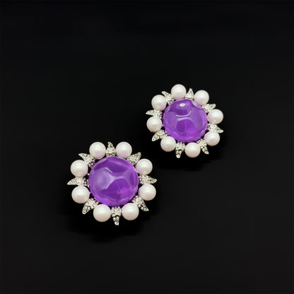 French Vintage Sunflower Brooch and Earrings Jewellery Gift Set