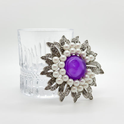 French Vintage Sunflower Brooch and Earrings Jewellery Gift Set