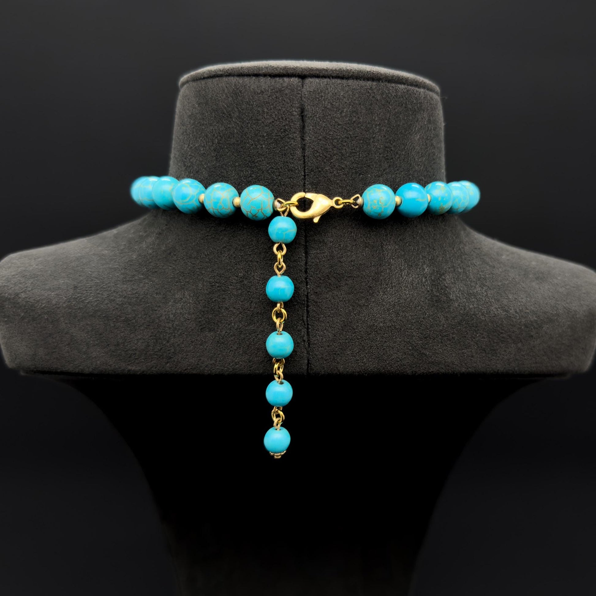 Vintage Art Deco Emerald Flower Copper Beaded Boho Necklace