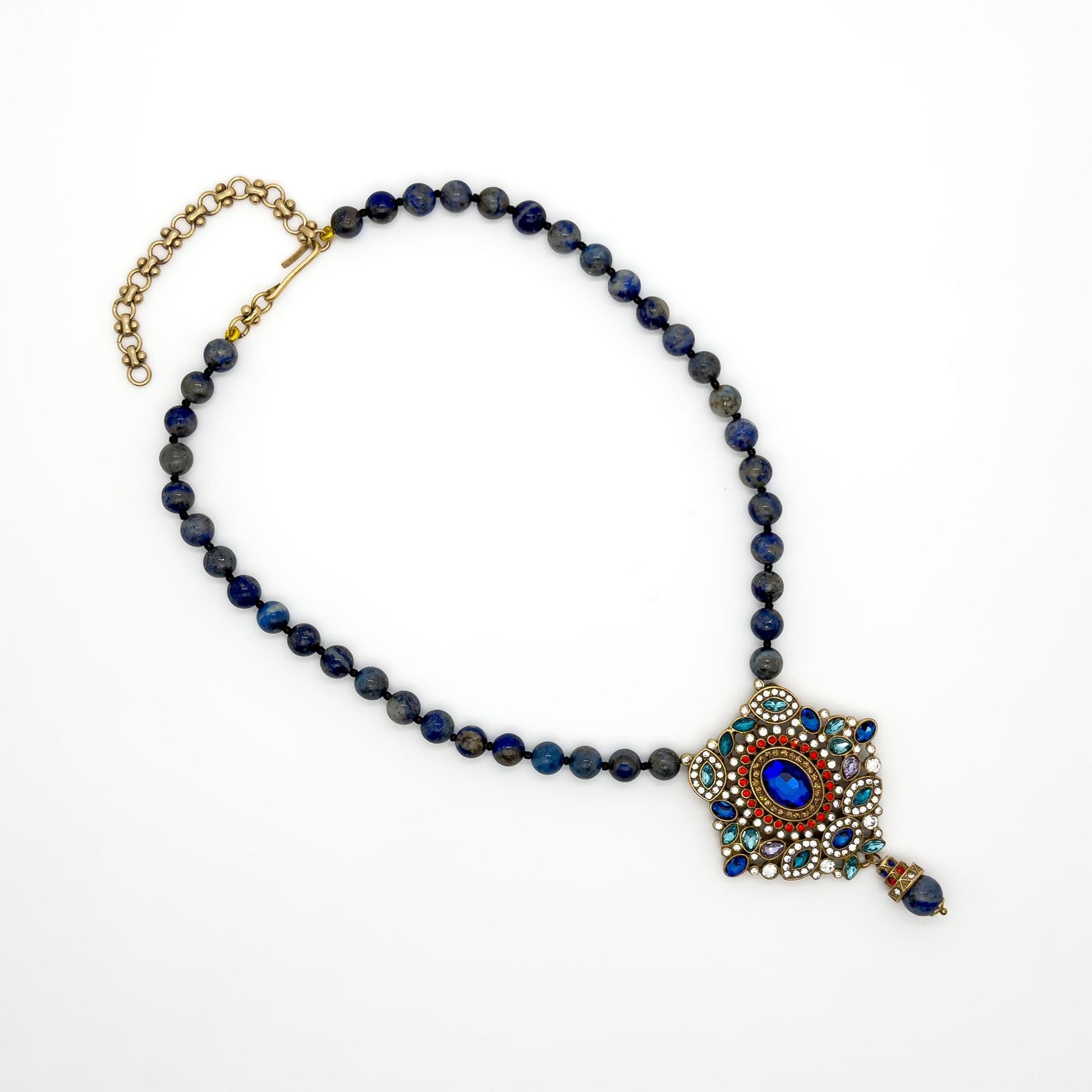 Vintage Art Deco Turquoise Pendant Necklace – Boho Copper Statement