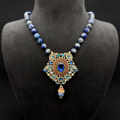 Vintage Art Deco Turquoise Pendant Necklace – Boho Copper Statement