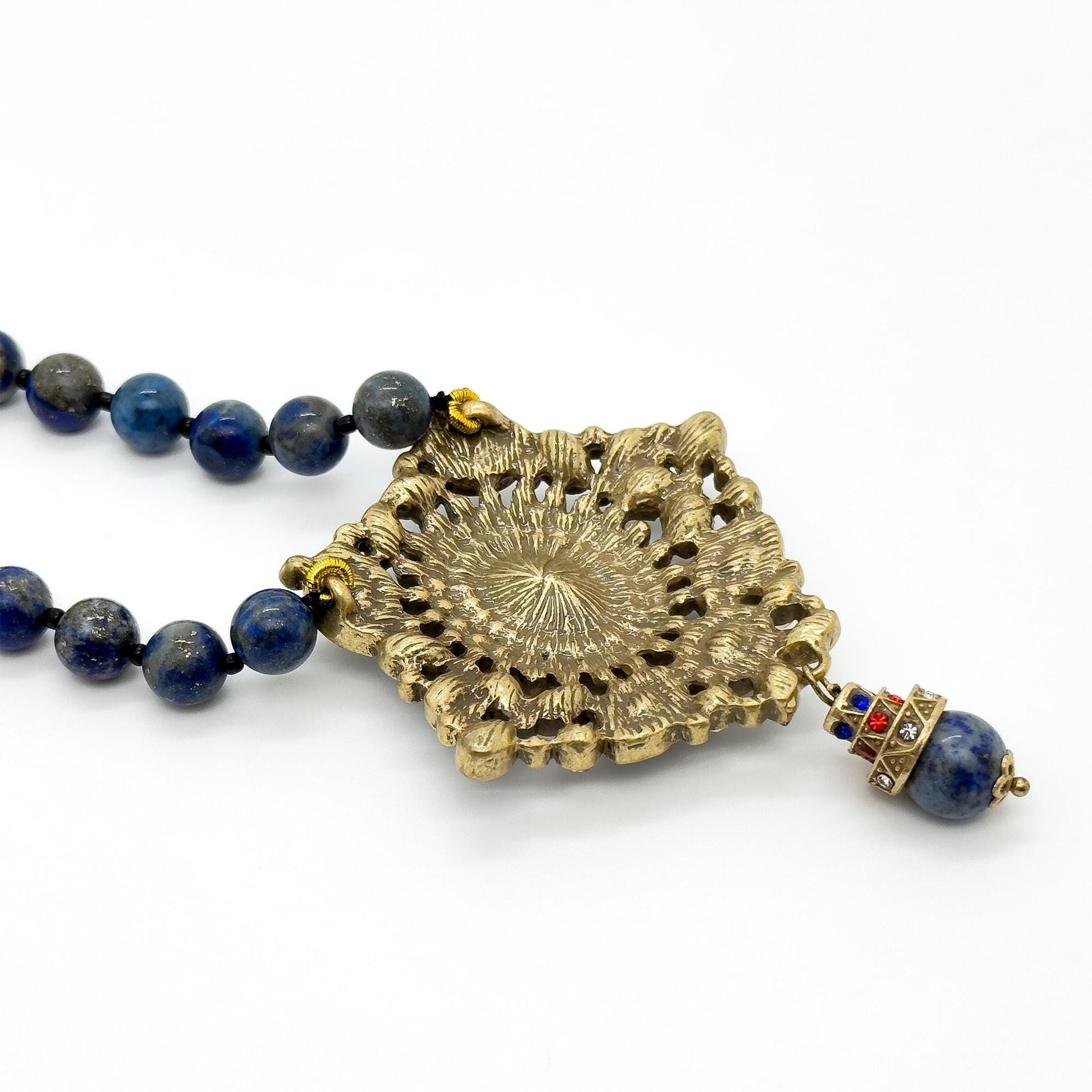 Vintage Art Deco Turquoise Pendant Necklace – Boho Copper Statement