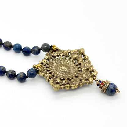 Vintage Art Deco Turquoise Pendant Necklace – Boho Copper Statement