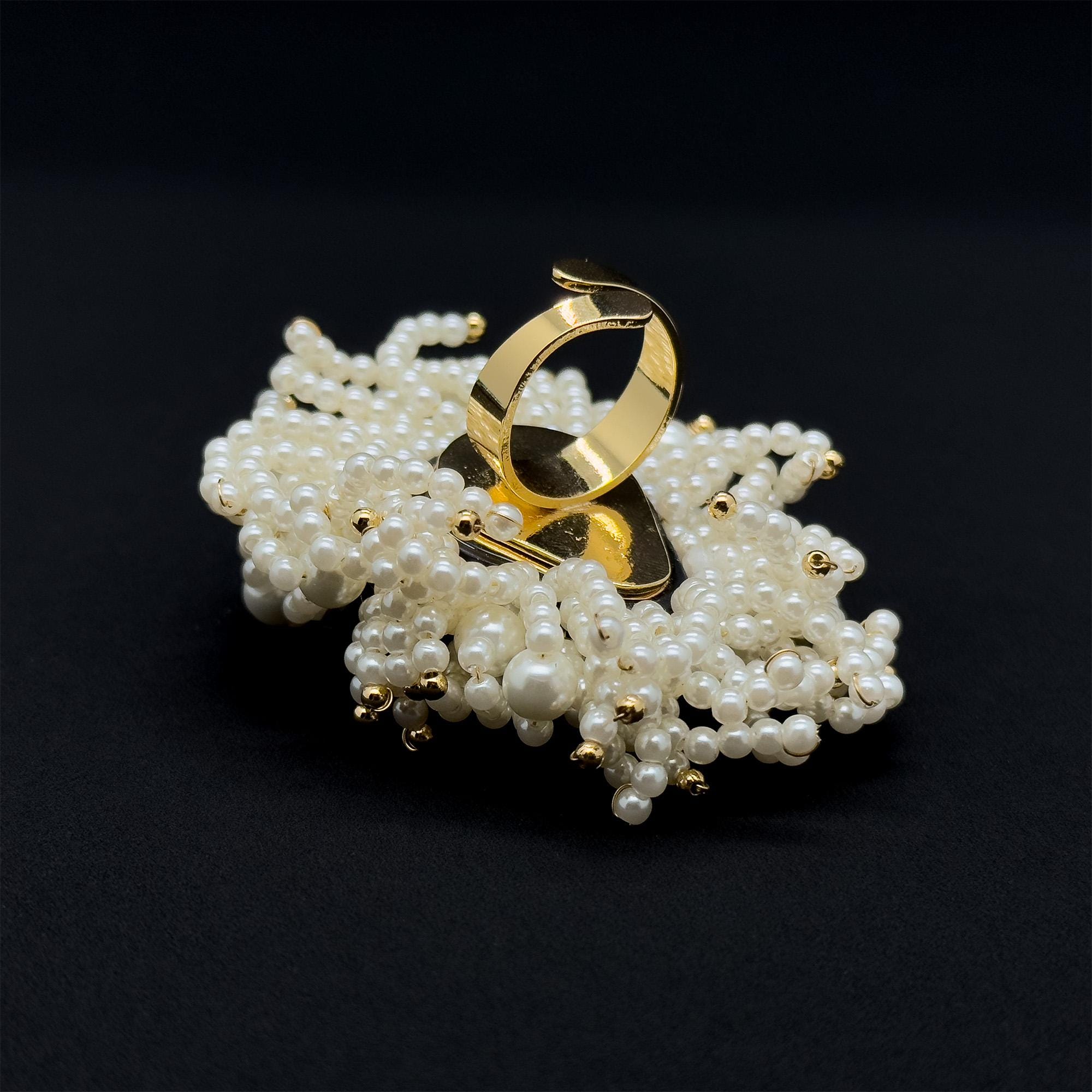 Vintage Art Deco Sheep Beaded Brooch with Gold-Plated Detail