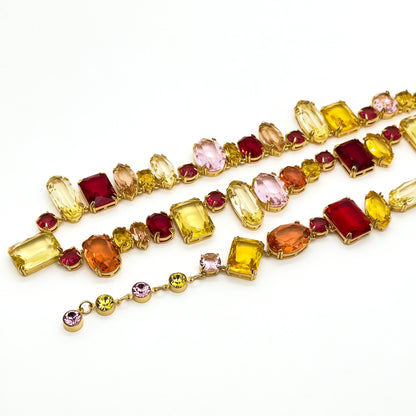 Vintage Palace Zircon Necklace and Bracelet Set, Copper Costume Jewellery