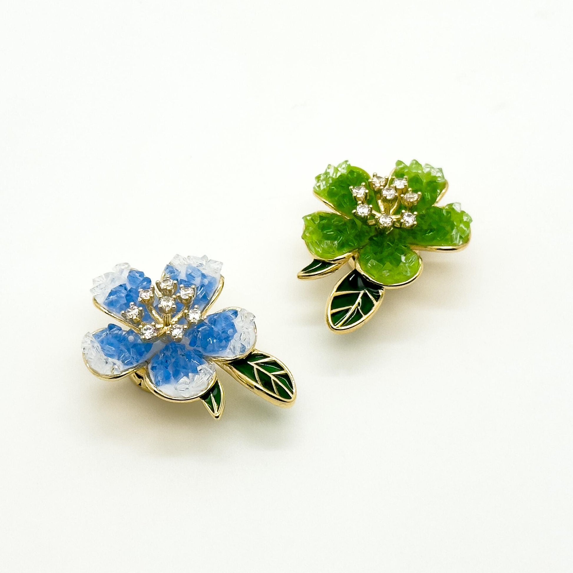 Summer Floral Rhinestone Brooch Copper Crystal Magnet Backing Gift