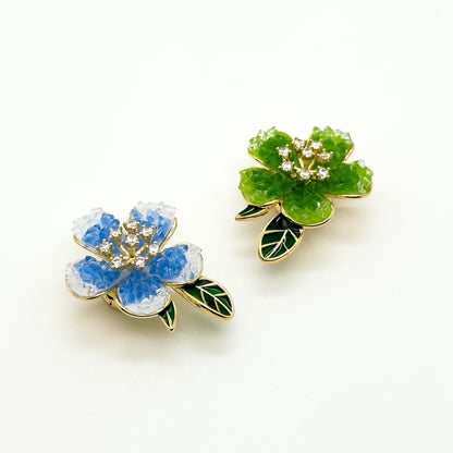 Summer Floral Rhinestone Brooch Copper Crystal Magnet Backing Gift